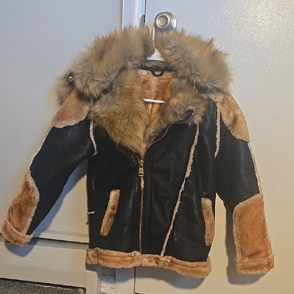 Jordan Craig Black and Tan Faux Fur Kids Jacket